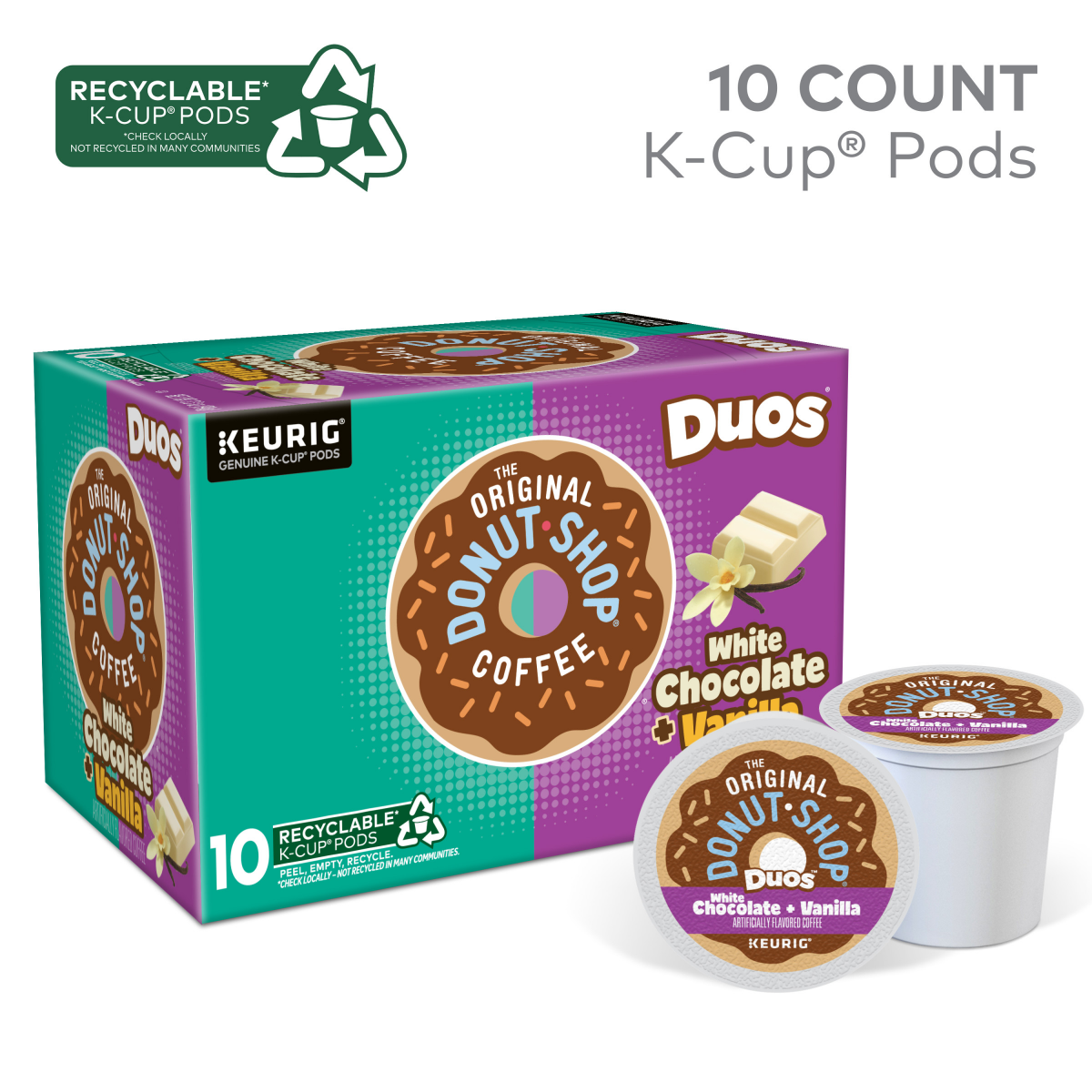 slide 6 of 8, The Original Donut Shop Duos White Chocolate + Vanilla, Keurig Single Serve K-Cup pods- 10 ct, 10 ct