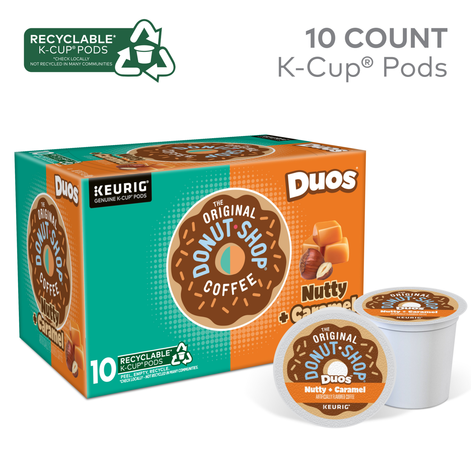 slide 6 of 8, The Original Donut Shop Duos Nutty + Caramel Keurig Single-Serve K-Cup Pods, Light Roast Coffee- 10 ct, 10 ct