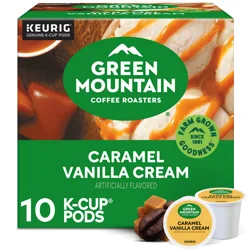 Green Mountain Coffee Roasters Caramel Vanilla Cream Keurig Single-Serve K-Cup Pods, Light Roast Coffee, 10 Count