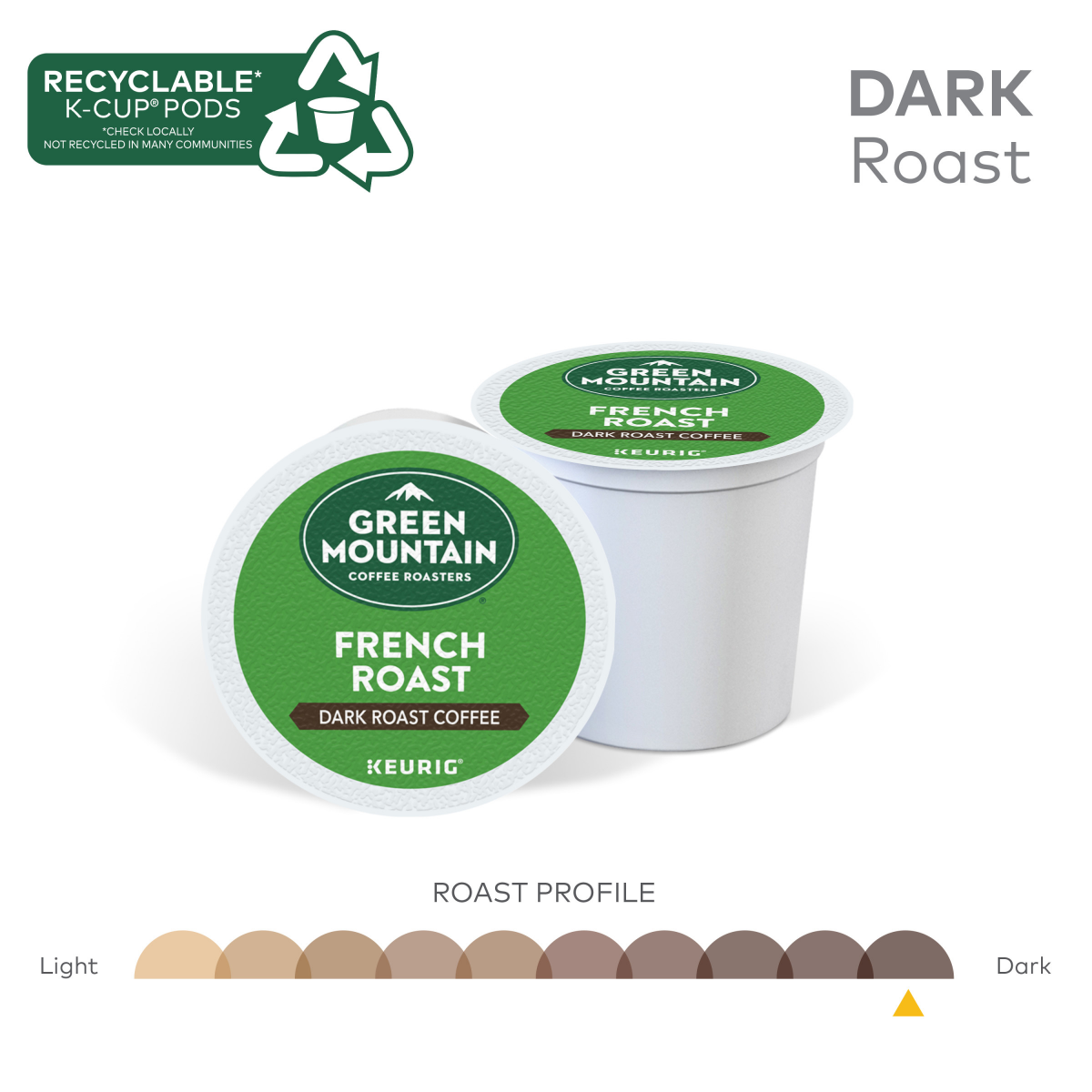 slide 3 of 8, Green Mountain Coffee Roasters French Roast Keurig K-Cup Pods, Dark Roast Coffee, 10 Count, 10 ct