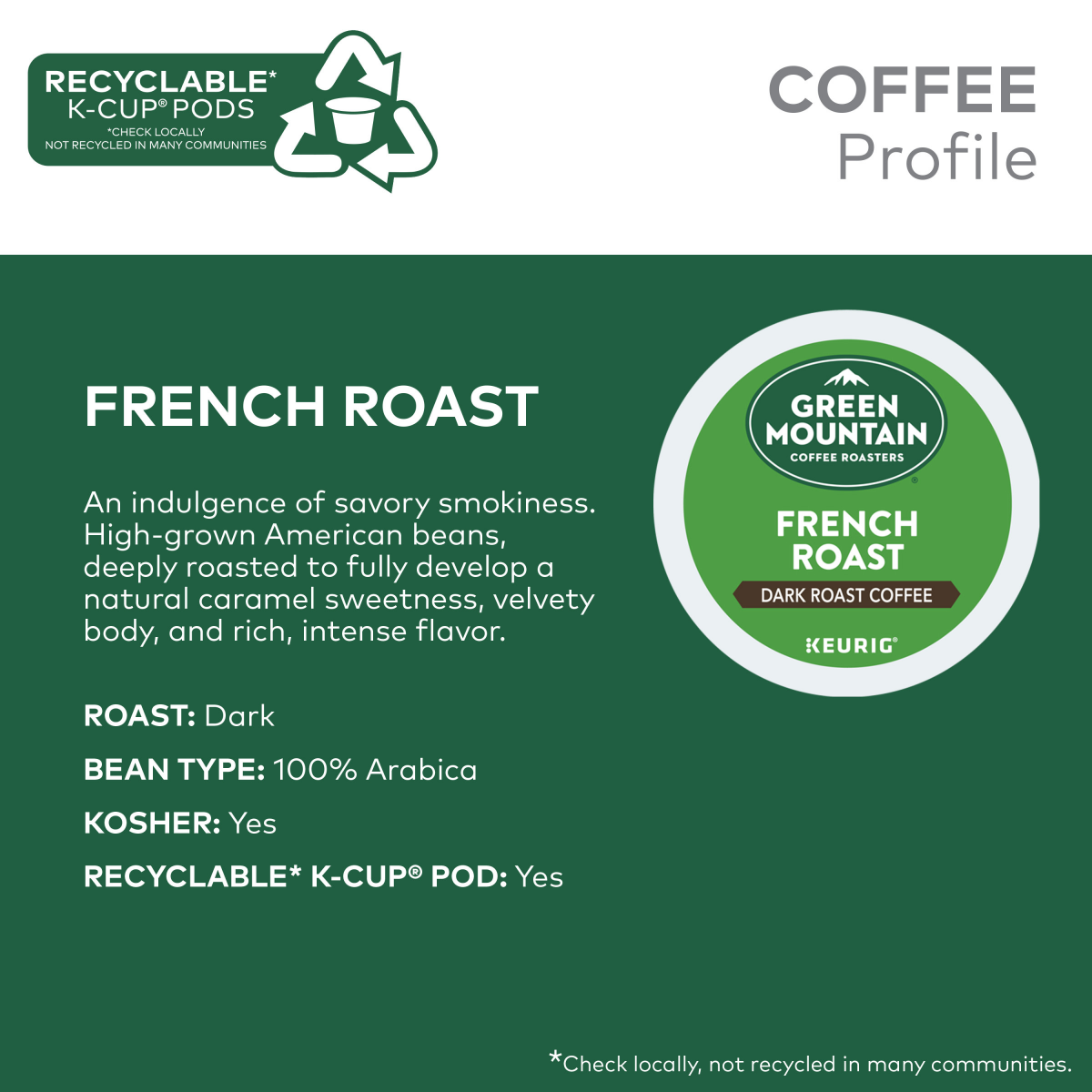 slide 5 of 8, Green Mountain Coffee Roasters French Roast Keurig K-Cup Pods, Dark Roast Coffee, 10 Count, 10 ct