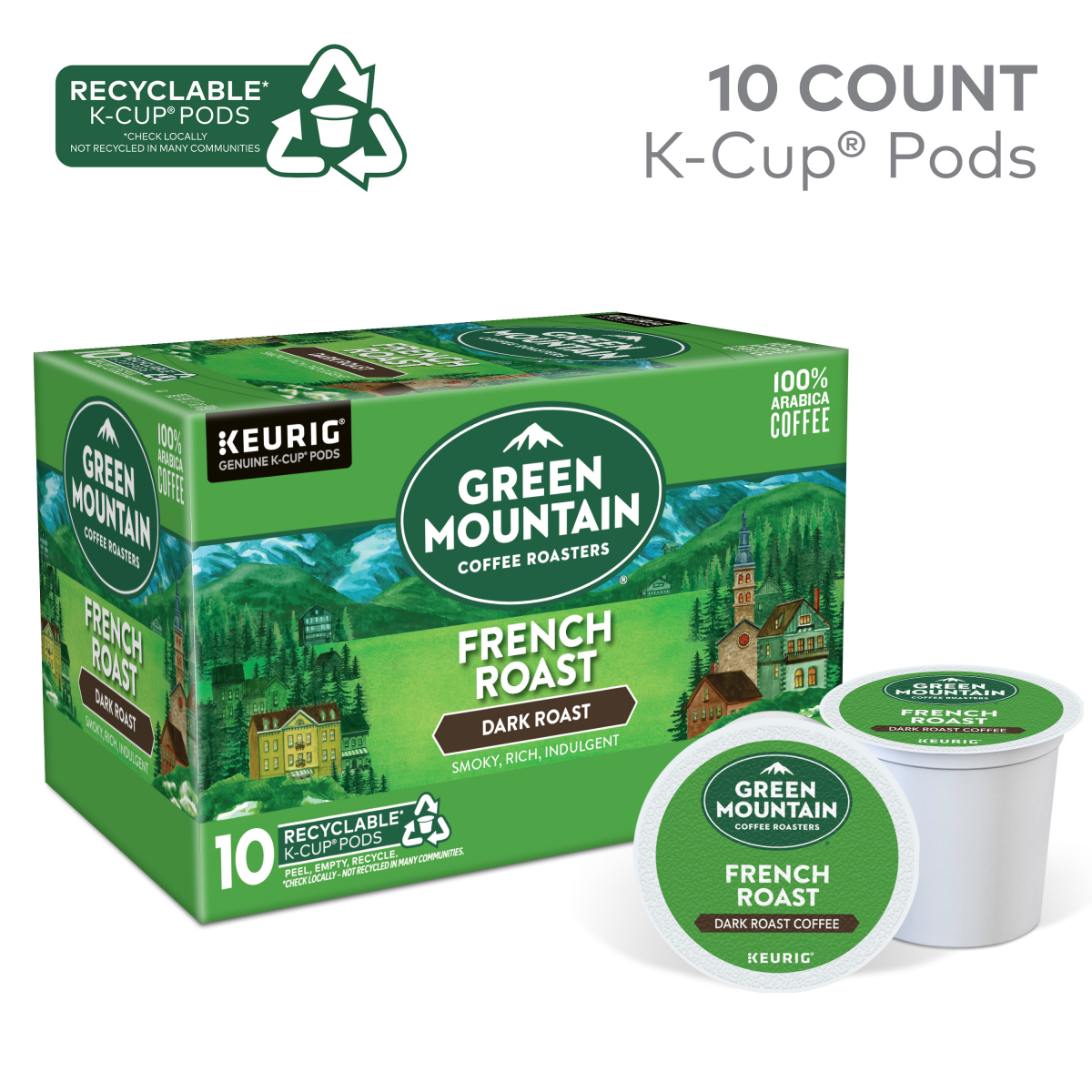 slide 6 of 8, Green Mountain Coffee Roasters French Roast Keurig K-Cup Pods, Dark Roast Coffee, 10 Count, 10 ct