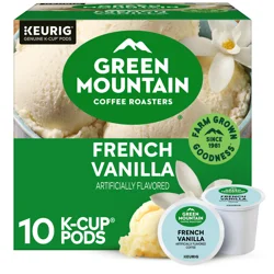 Green Mountain Coffee Roasters French Vanilla Coffee, Keurig Single-Serve K-Cup pods, Light Roast, 10 Count
