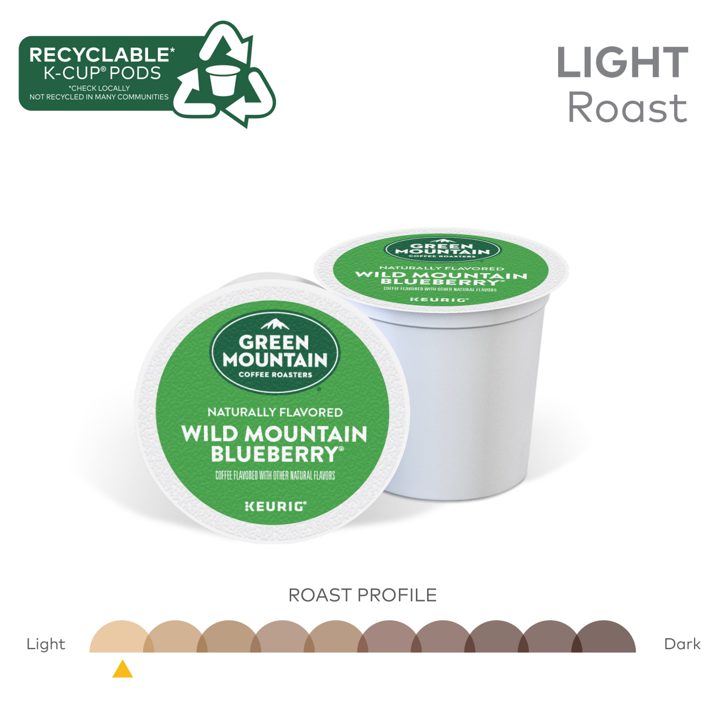 slide 4 of 8, Green Mountain Coffee Roasters Wild Mountain Blueberry Keurig Single-Serve K-Cup pods, Light Roast Coffee, 10 Count, 10 ct