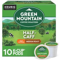 Green Mountain Coffee Roasters Half Caff Keurig Single-Serve K-Cup Pods, Medium Roast Coffee, 10 Count