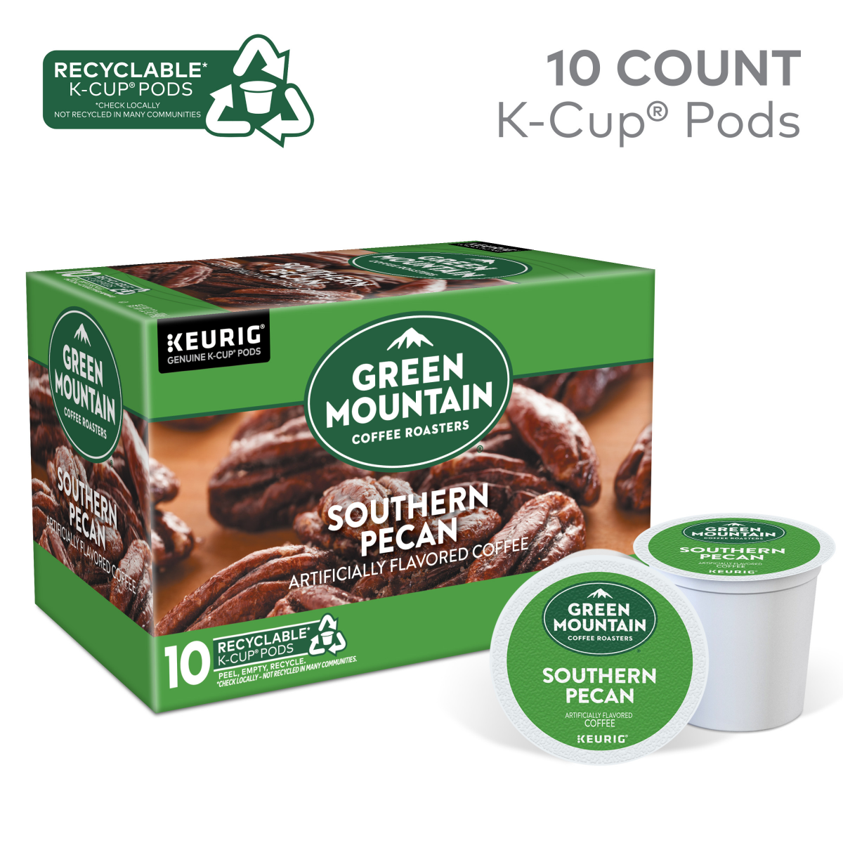slide 4 of 5, Green Mountain Coffee Roasters Southern Pecan Keurig Single-Serve K-Cup pods, Light Roast Coffee, 10 Count, 10 ct