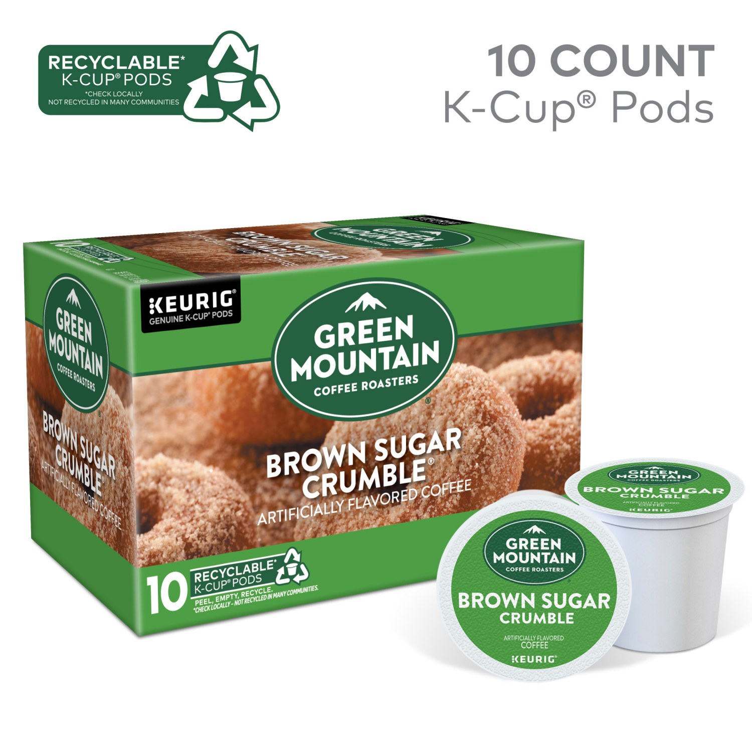 slide 4 of 5, Green Mountain Coffee Roasters Brown Sugar Crumble Keurig Single-Serve K-Cup pods, Medium Roast Coffee, 10 Count, 10 ct