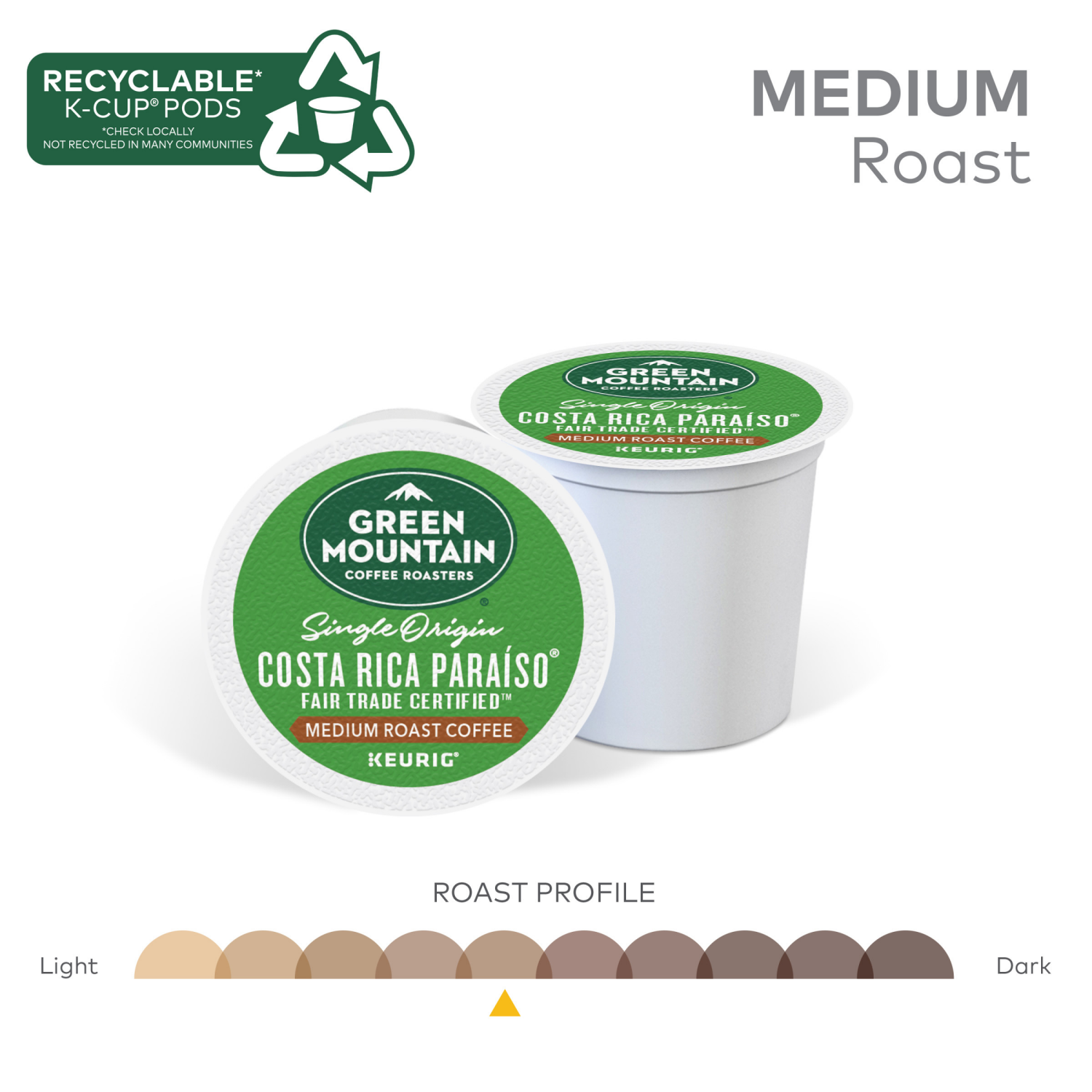 slide 2 of 5, Green Mountain Coffee Roasters Costa Rica Paraiso Single-Serve K-Cup Pods, Medium Roast Coffee- 10 ct, 10 ct