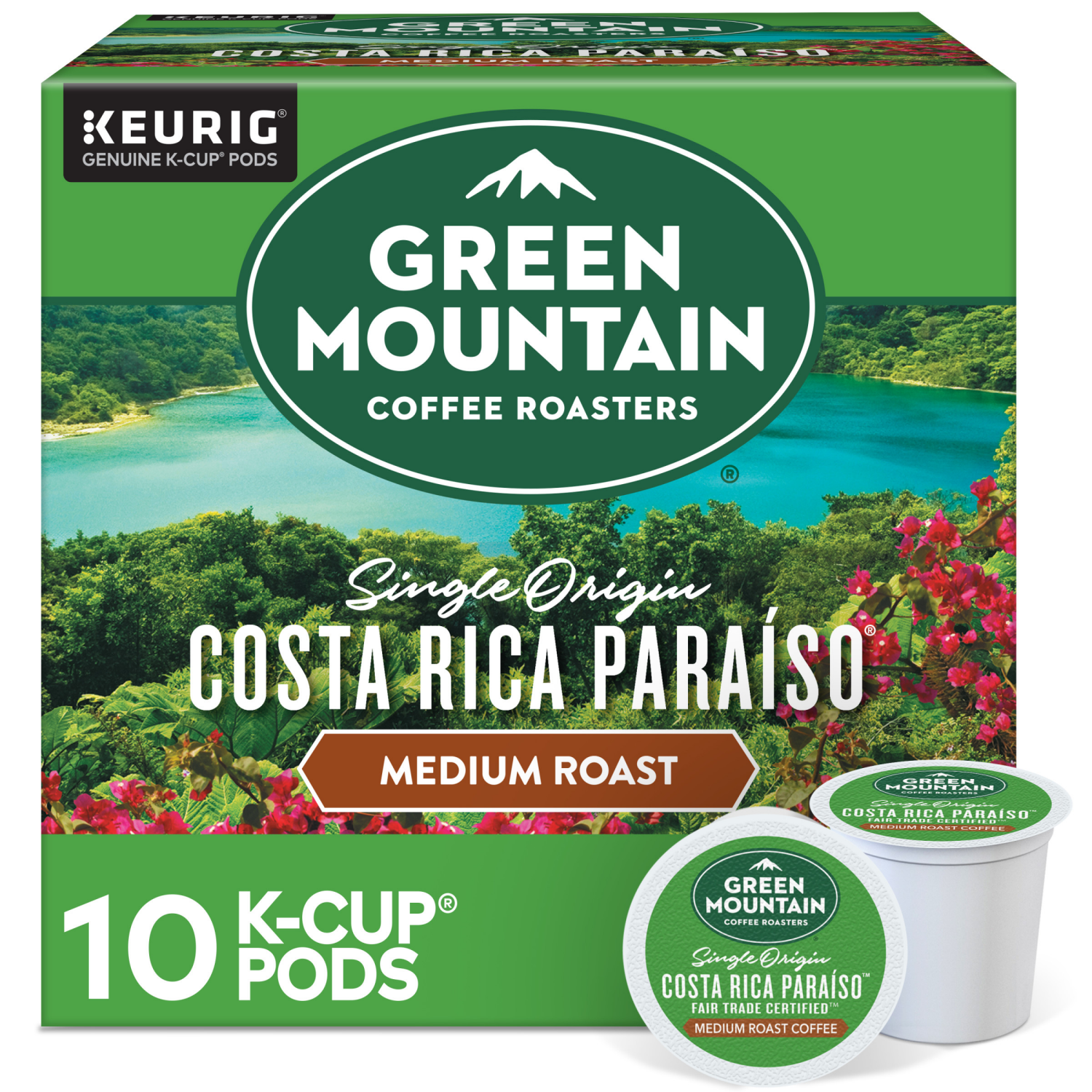 slide 1 of 5, Green Mountain Coffee Roasters Costa Rica Paraiso Single-Serve K-Cup Pods, Medium Roast Coffee- 10 ct, 10 ct