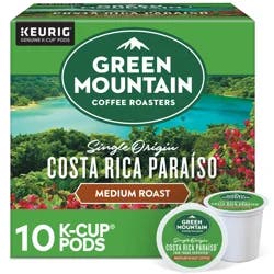 Green Mountain Coffee Roasters Costa Rica Paraiso Single-Serve K-Cup Pods, Medium Roast Coffee- 10 ct