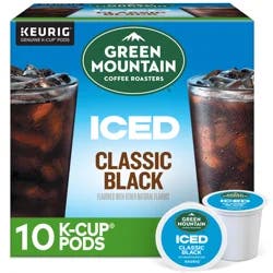 Green Mountain Coffee Roasters ICED Classic Black, Single Serve Keurig K-Cup Pods, Medium Roast Iced Coffee, 10 Count