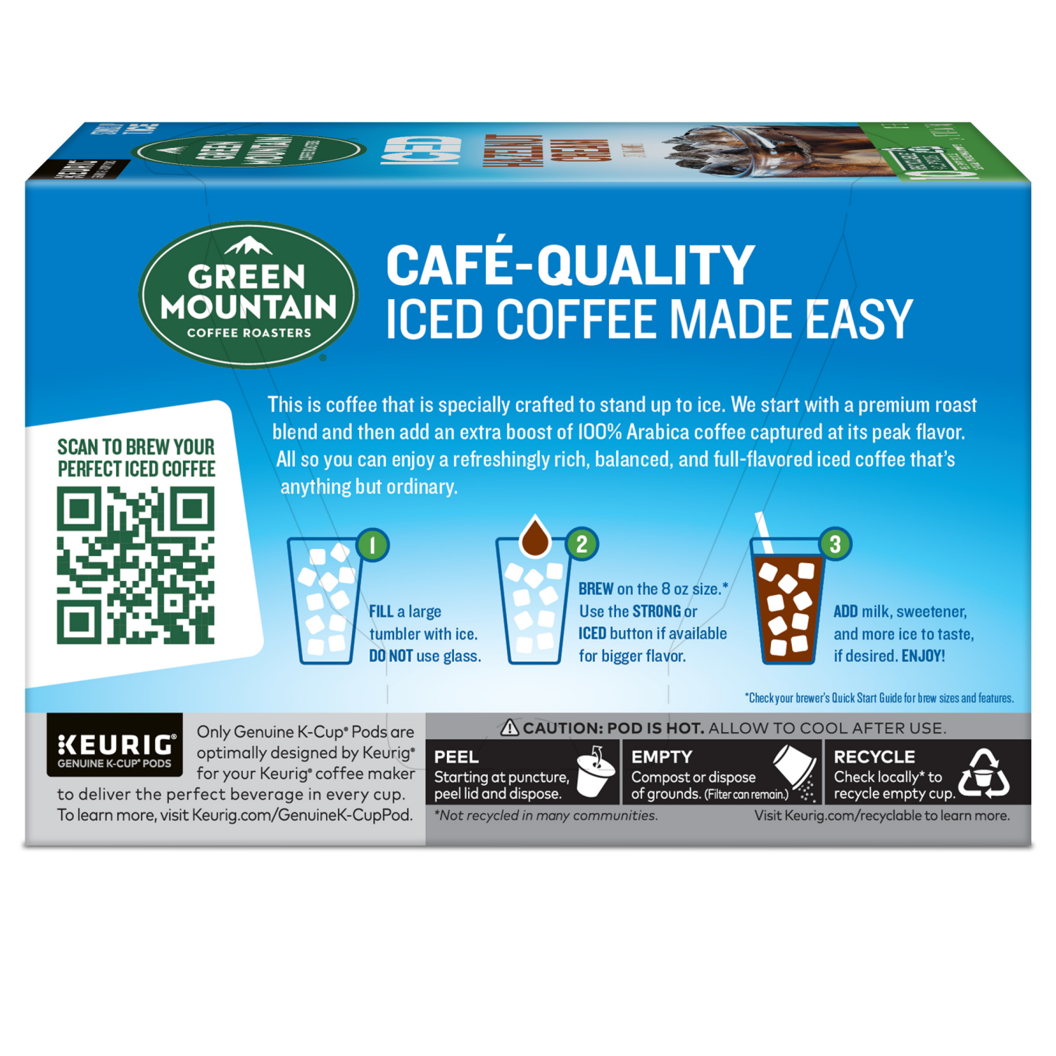 slide 3 of 8, Green Mountain Coffee Roasters ICED Hazelnut Cream, Single Serve Keurig K-Cup Pods, Flavored Iced Coffee, 10 Count, 10 ct