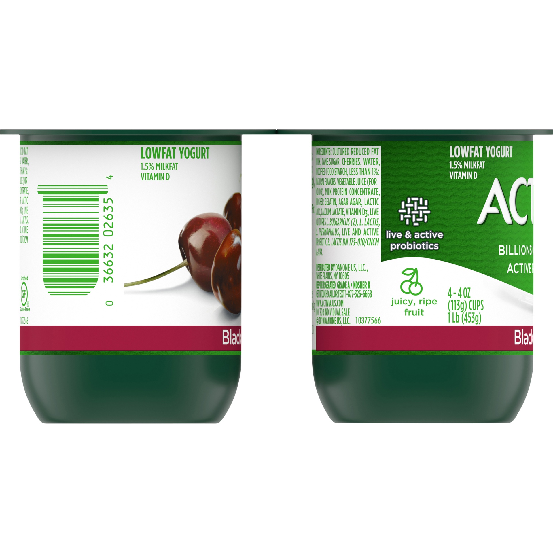 slide 4 of 7, Activia Low Fat Probiotic Black Cherry Yogurt Cups, 4 oz