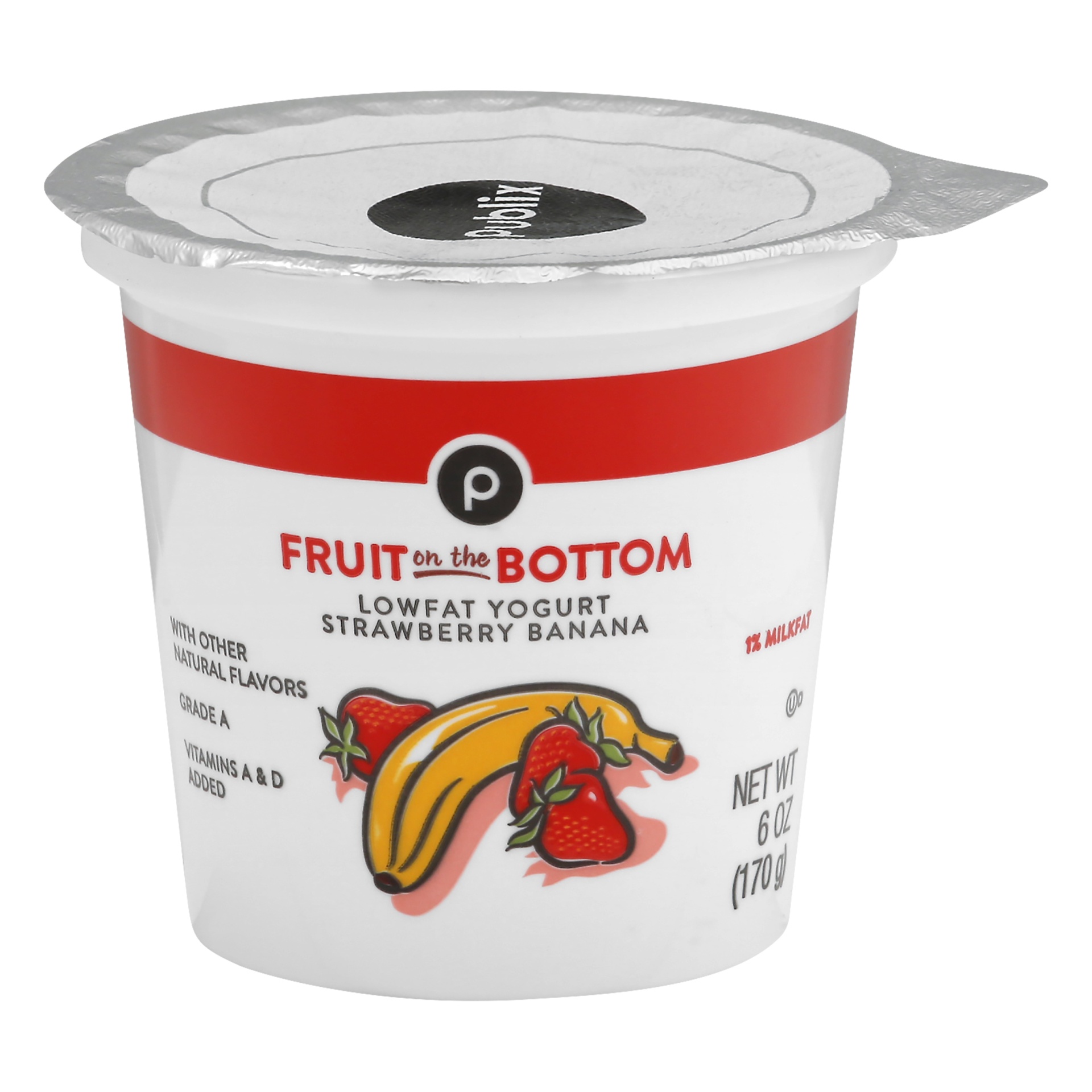 slide 1 of 1, Publix Fruit on the Bottom Lowfat Strawberry Banana Yogurt, 6 oz