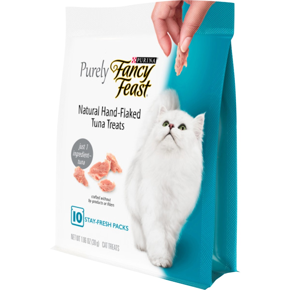 slide 7 of 7, Fancy Feast Purina Fancy Feast Natural Cat Treats, Purely Natural Hand-Flaked Tuna, 