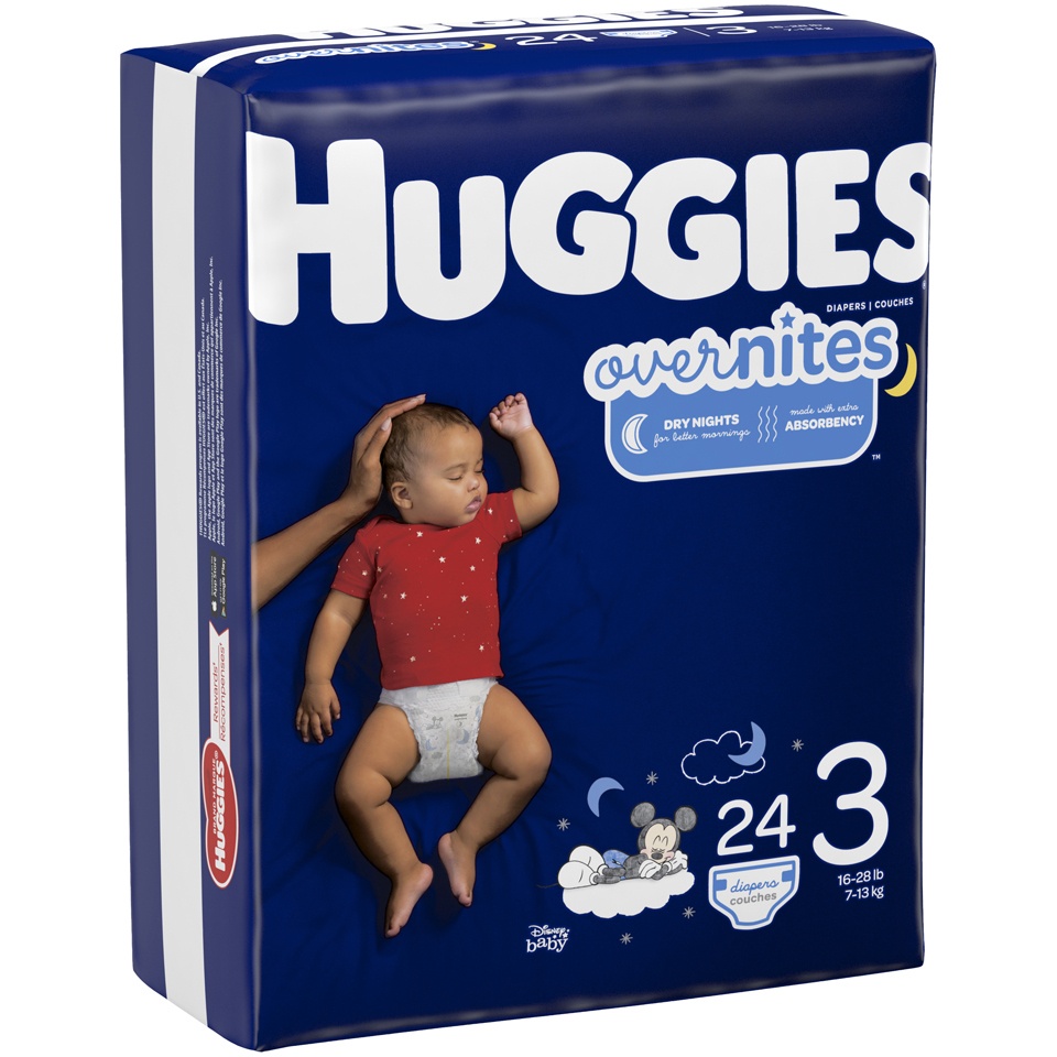 slide 3 of 3, Huggies Overnites Nighttime Baby Diapers, Size 3, 24 Ct, size 3