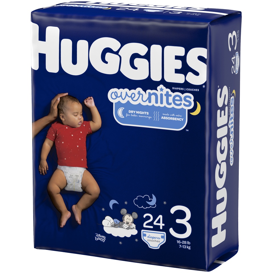 slide 2 of 3, Huggies Overnites Nighttime Baby Diapers, Size 3, 24 Ct, size 3