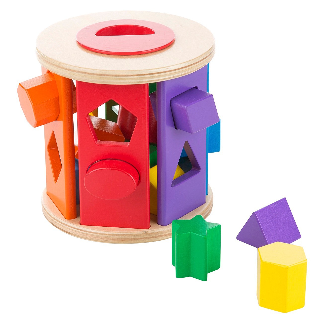 slide 1 of 4, Melissa & Doug Match and Roll Shape Sorter - Classic Wooden Toy, 1 ct