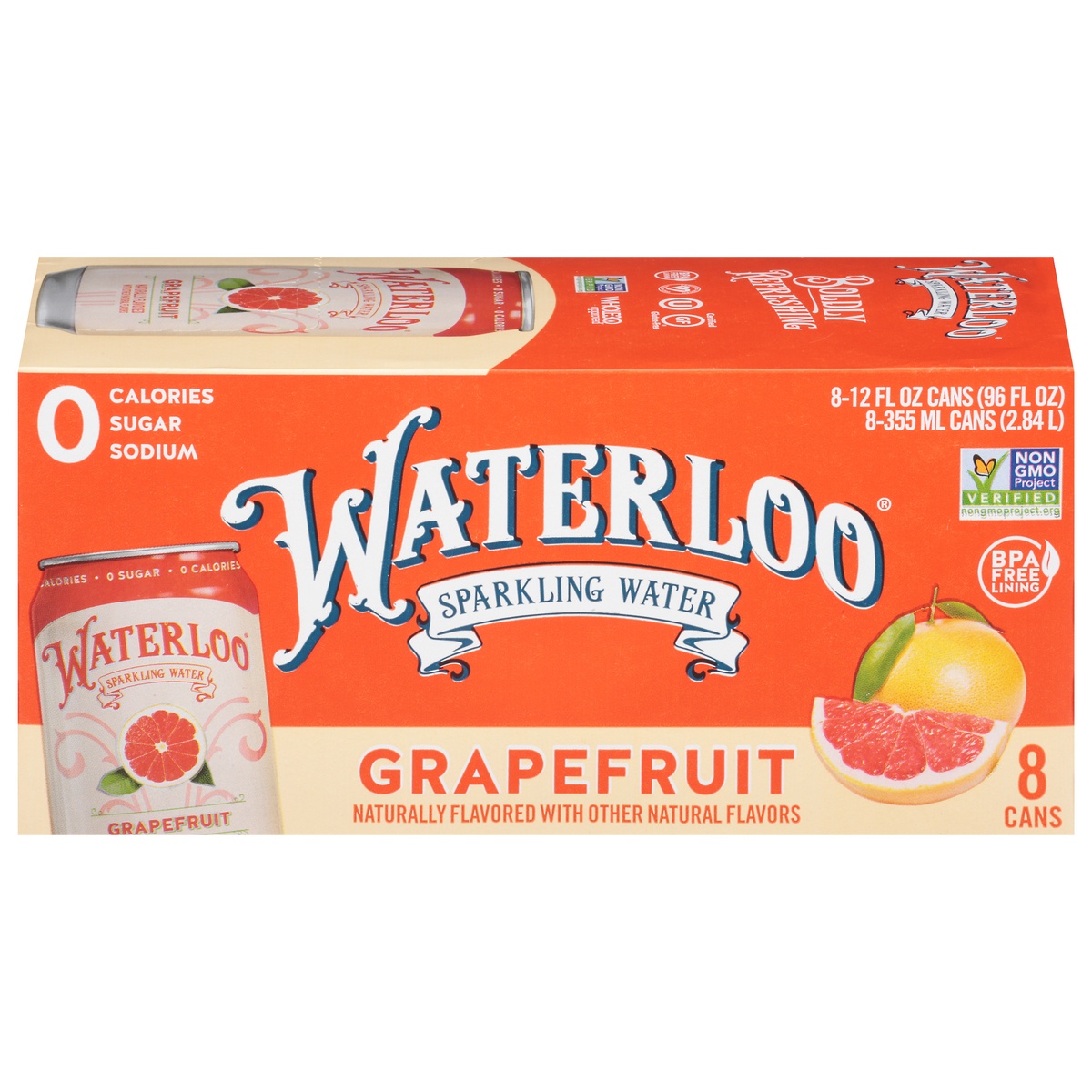 slide 1 of 1, Waterloo Sparkling Water Waterloo Grapefruit Sparkling Water, 8 ct; 12 fl oz