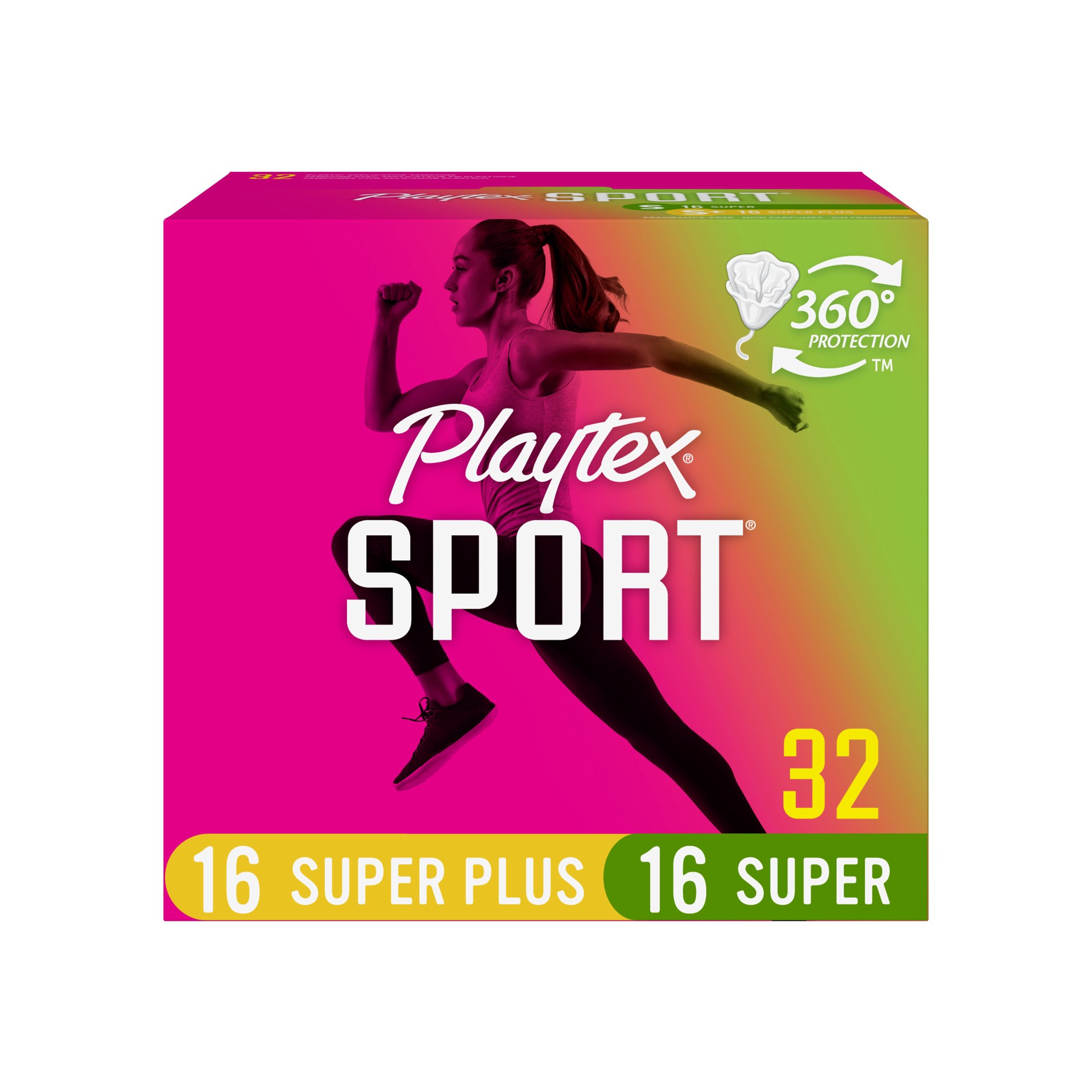 slide 8 of 9, Playtex Sport Plastic Applicator Super/Super Plus Tampons 32 ea, 32 ct