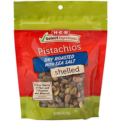 slide 1 of 1, H-E-B Select Ingredients Roasted & Salted Pistachio Kernels, 6 oz