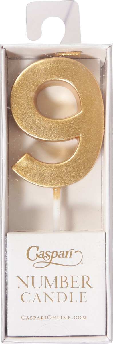 slide 2 of 9, Caspari Gold 9 Number Candle 1 ea, 1 ct