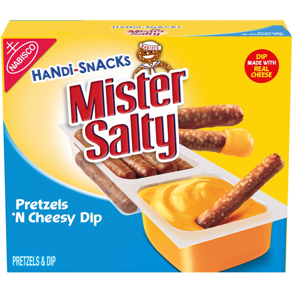 slide 2 of 6, Handi-Snacks Mister Salty Pretzels Cheese Dip, 6 ct; 0.92 oz