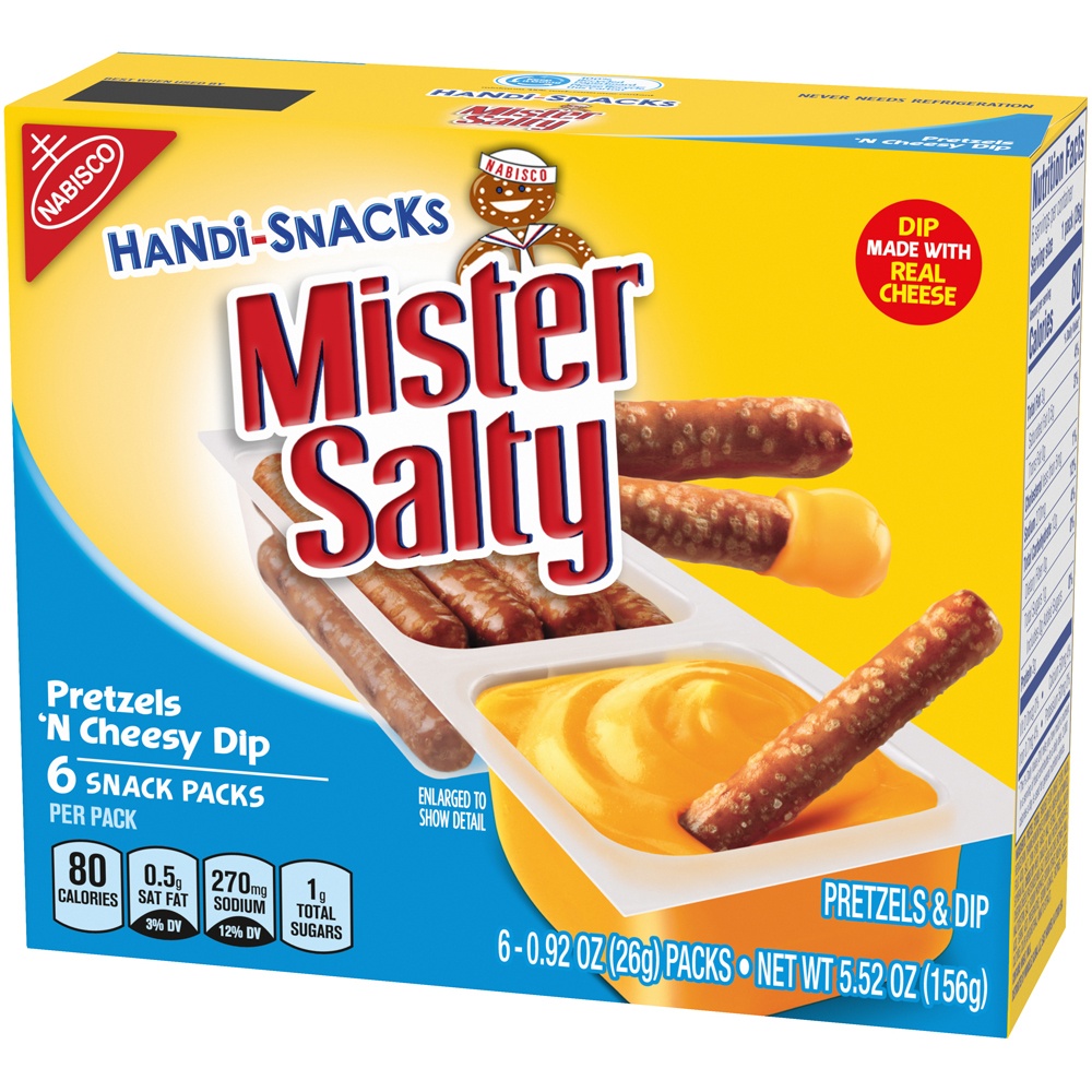 slide 4 of 6, Handi-Snacks Mister Salty Pretzels Cheese Dip, 6 ct; 0.92 oz