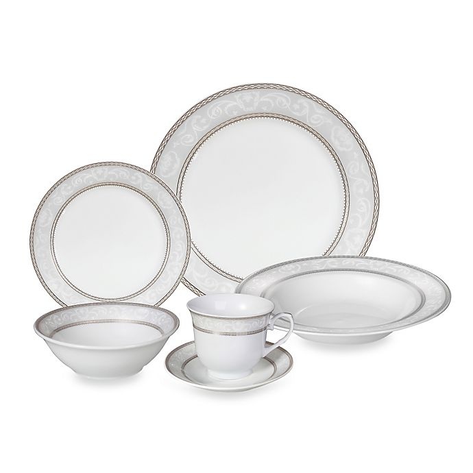 slide 1 of 1, Lorren Home Trends Sirena Lace Dinnerware Set, 24 ct