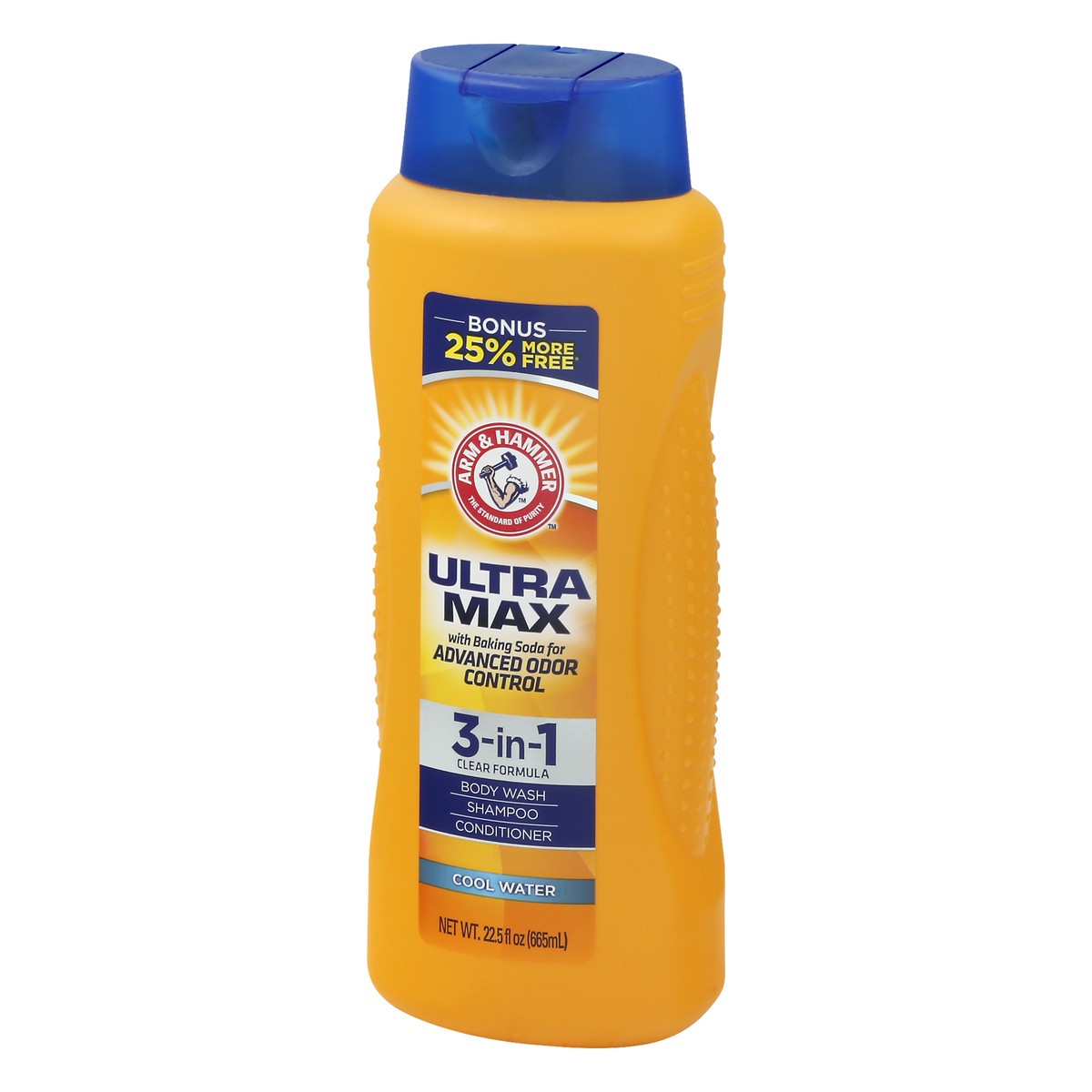 slide 3 of 9, ARM & HAMMER Body Wash/Shampoo/Conditioner, 3-In-1 Clear Formula, Ultra Max, Cool Water, 22.5 oz