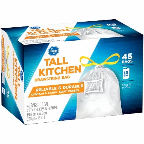 slide 4 of 5, Kroger Tall Kitchen Drawstring Bags, 45 ct