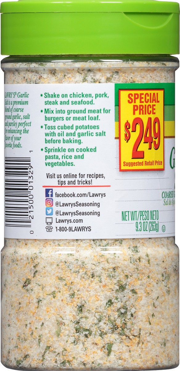 slide 7 of 8, Lawry's Garlic Salt Coarse Ground With Parsley, 9.3 oz