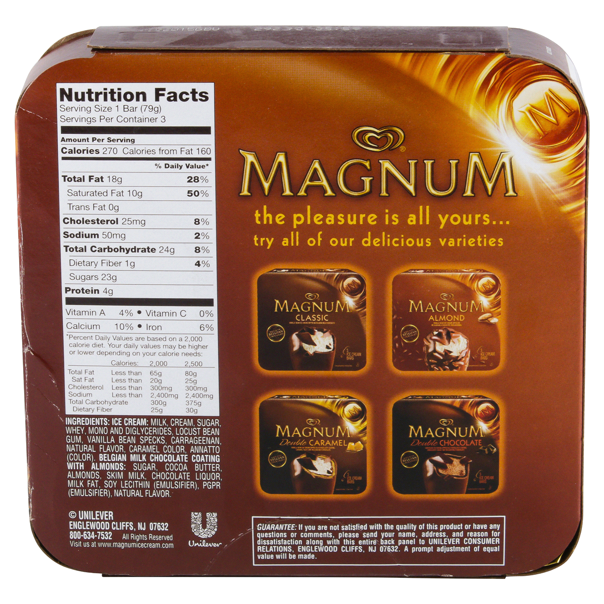 slide 2 of 6, Magnum Ice Cream Bars Almond, 9.12 oz, 3 Count, 9.12 oz