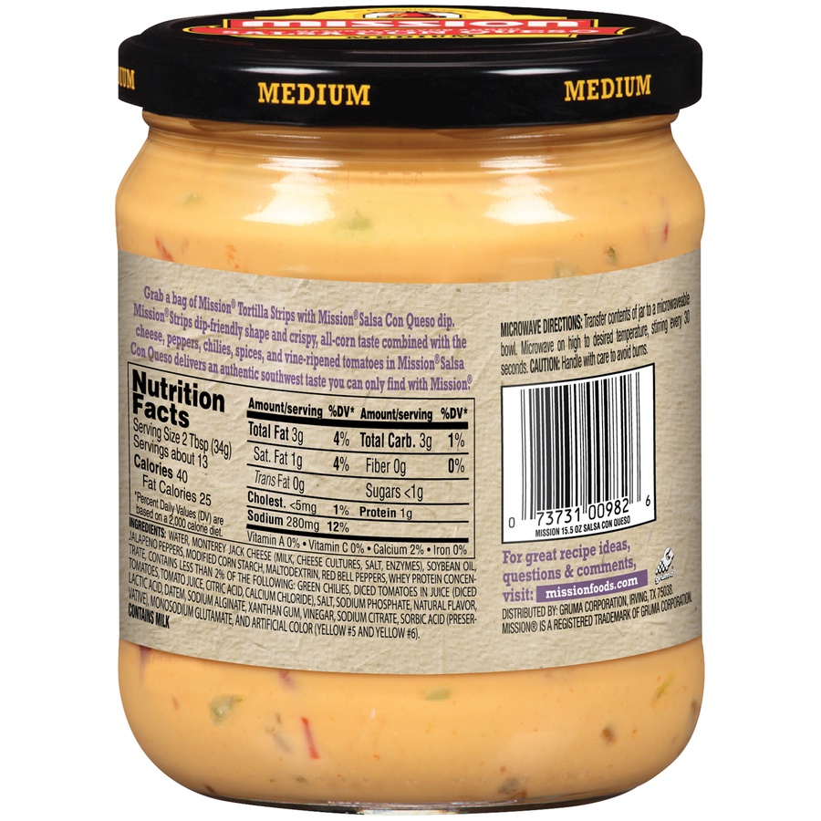 slide 2 of 4, Mission Medium Salsa Con Queso, 15.5 oz