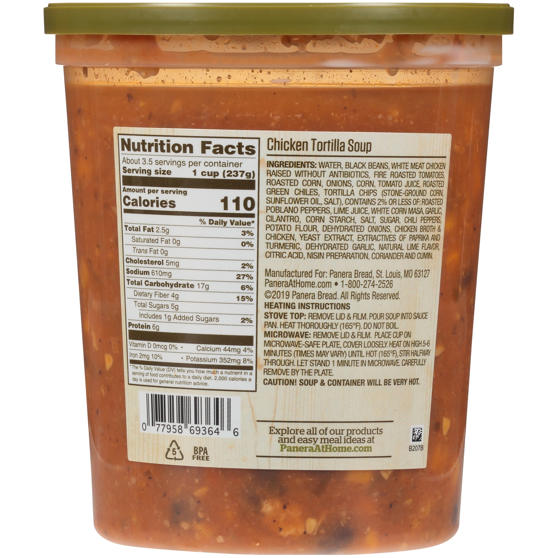 slide 6 of 8, Panera Bread Chicken Tortilla Soup, 32 OZ Soup Cup (Gluten Free), 32 oz