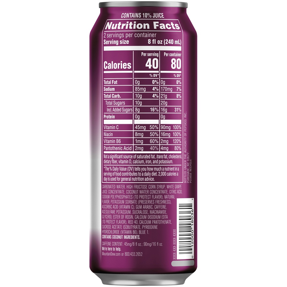 slide 2 of 3, Mountain Dew Kickstart Raspberry Citrus Energy Drink, 16 fl oz