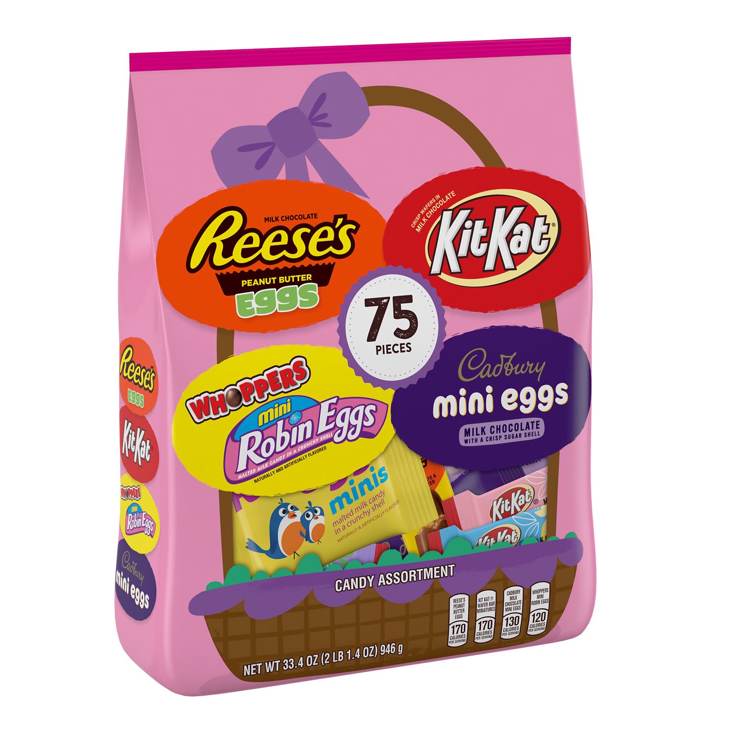 slide 1 of 1, Hershey's Chocolate Assortment, Easter Candy Treats Bulk Variety Bag, 33.4 oz (75 Pieces), 33.40 oz