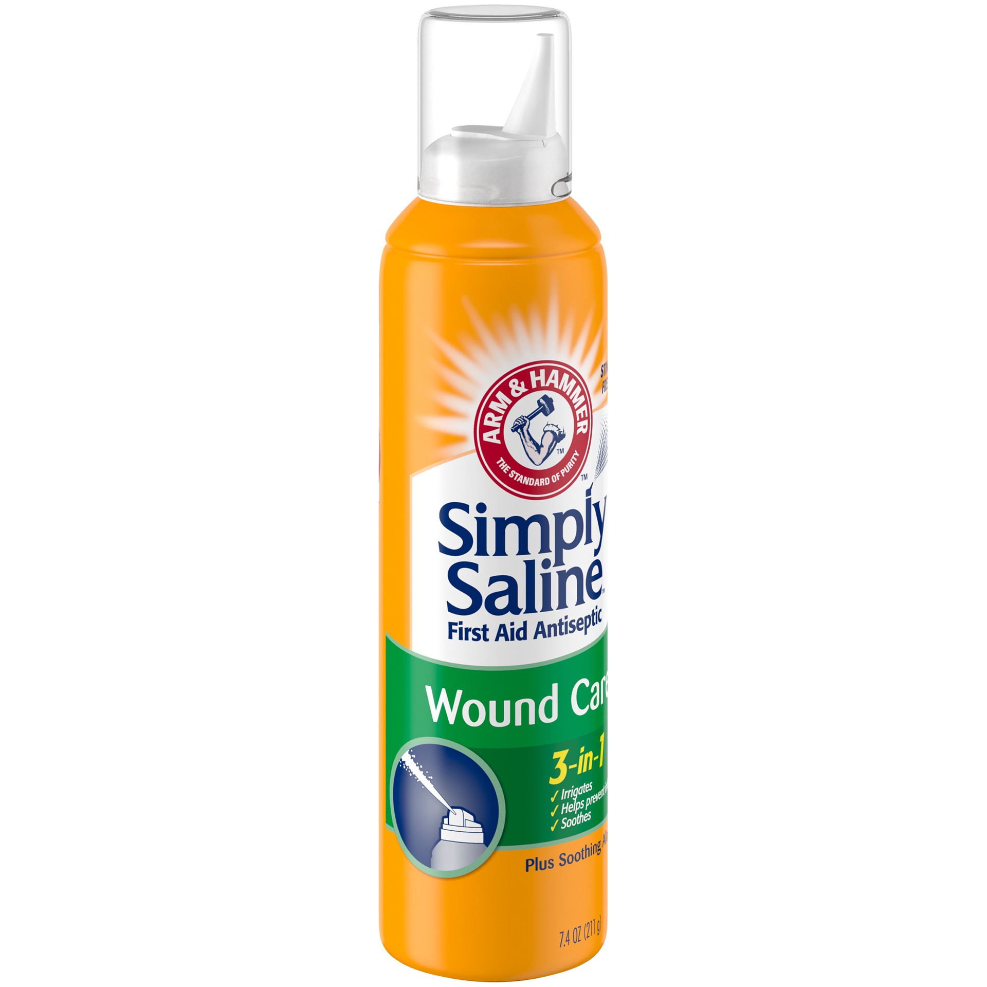 slide 2 of 4, Arm & Hammer Simply Saline First Aid Antiseptic Wound Care, 3-in-1, 7.4 OZ, 7.1 fl oz