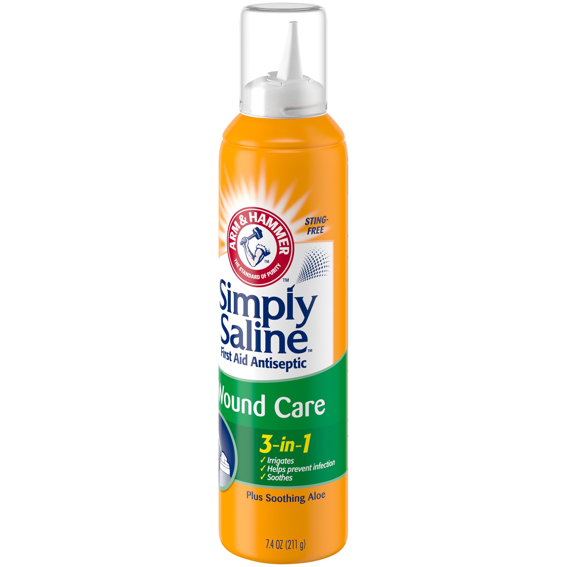 slide 4 of 4, Arm & Hammer Simply Saline First Aid Antiseptic Wound Care, 3-in-1, 7.4 OZ, 7.1 fl oz