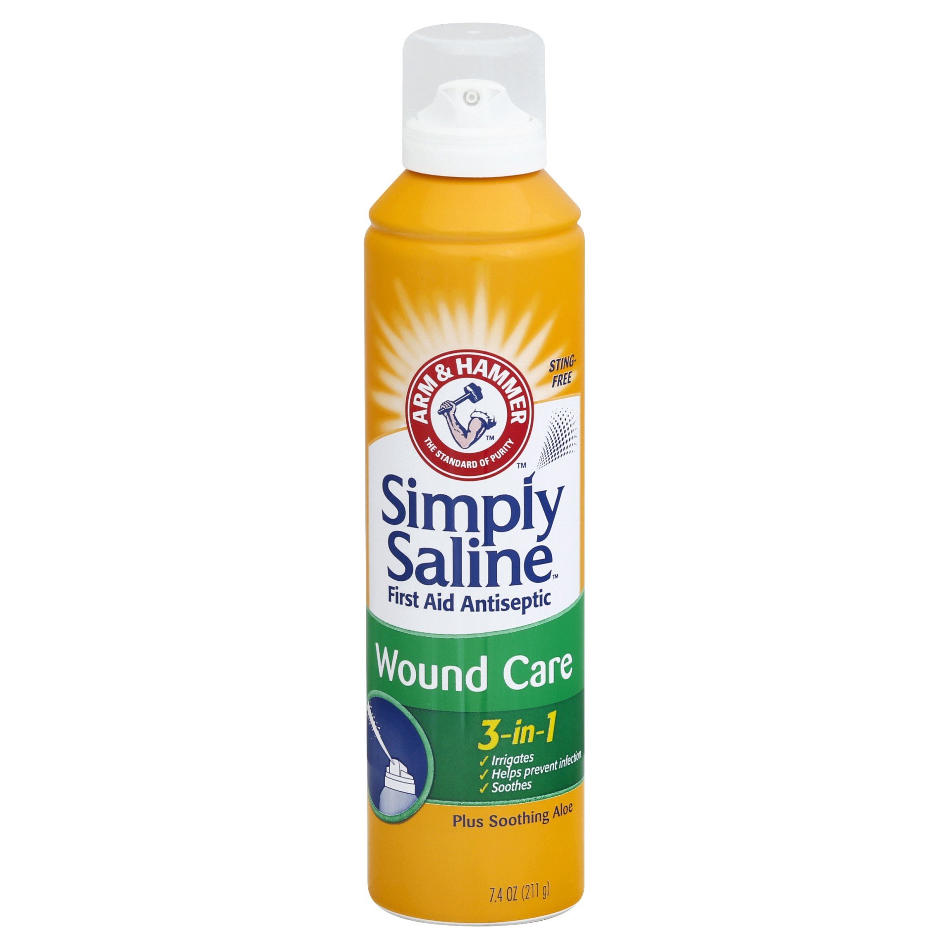 slide 1 of 4, Arm & Hammer Simply Saline First Aid Antiseptic Wound Care, 3-in-1, 7.4 OZ, 7.1 fl oz