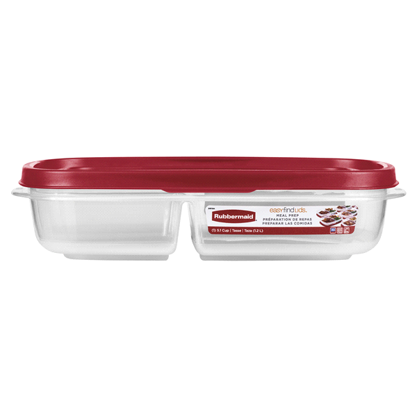 Rubbermaid EasyFindLids Meal Prep Containers, 5.1 Cup, Red