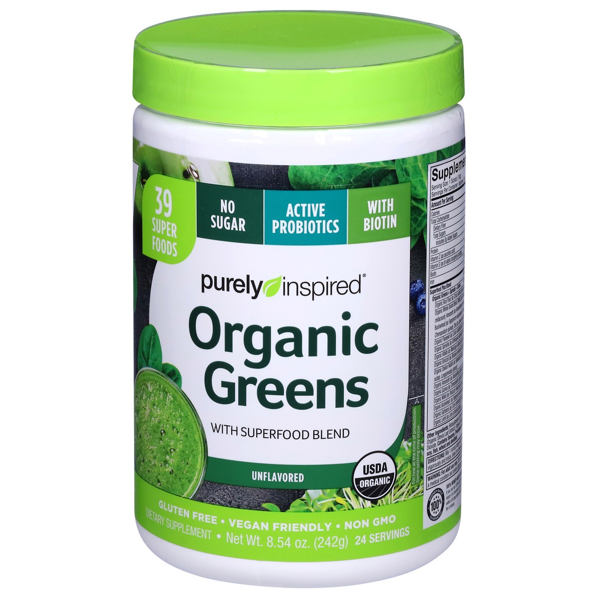 slide 8 of 9, Purely Inspired Powder Organic Greens, 9.88 oz