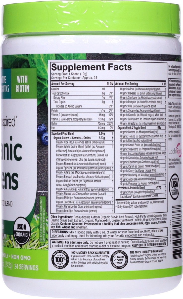slide 6 of 9, Purely Inspired Powder Organic Greens, 9.88 oz