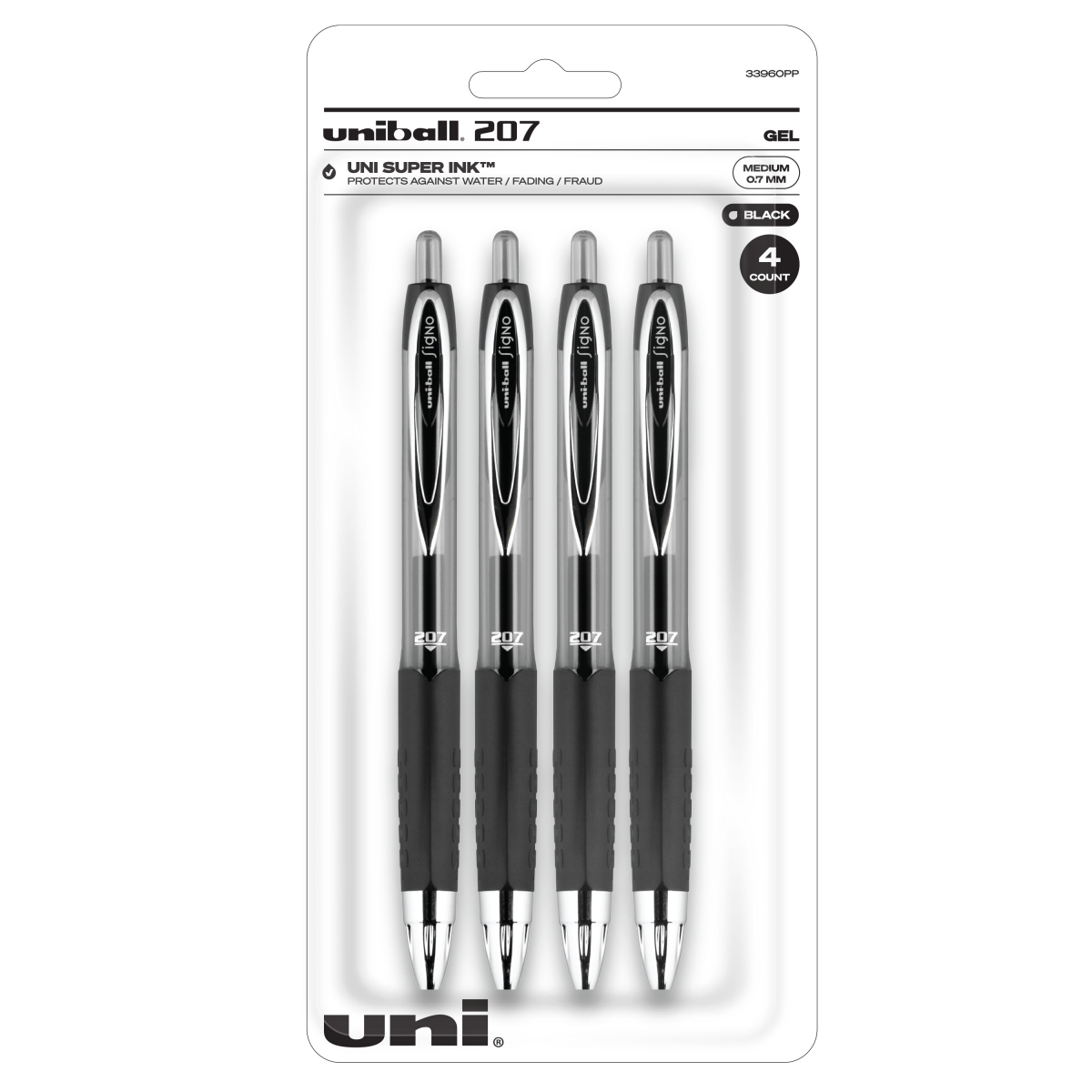 slide 1 of 17, uni-ball 207 Black Medium Point Gel Click Pens, 4 ct