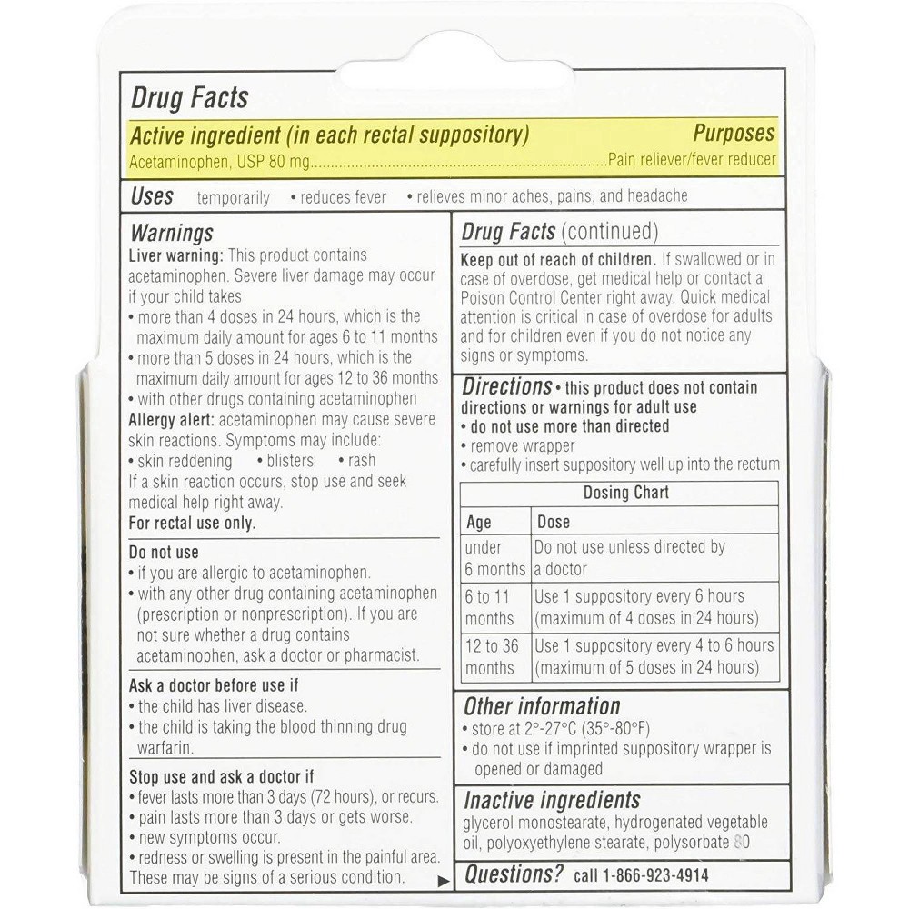 slide 2 of 3, FeverAll Infants Acetaminophen Suppositories 80 mg, 6 ct