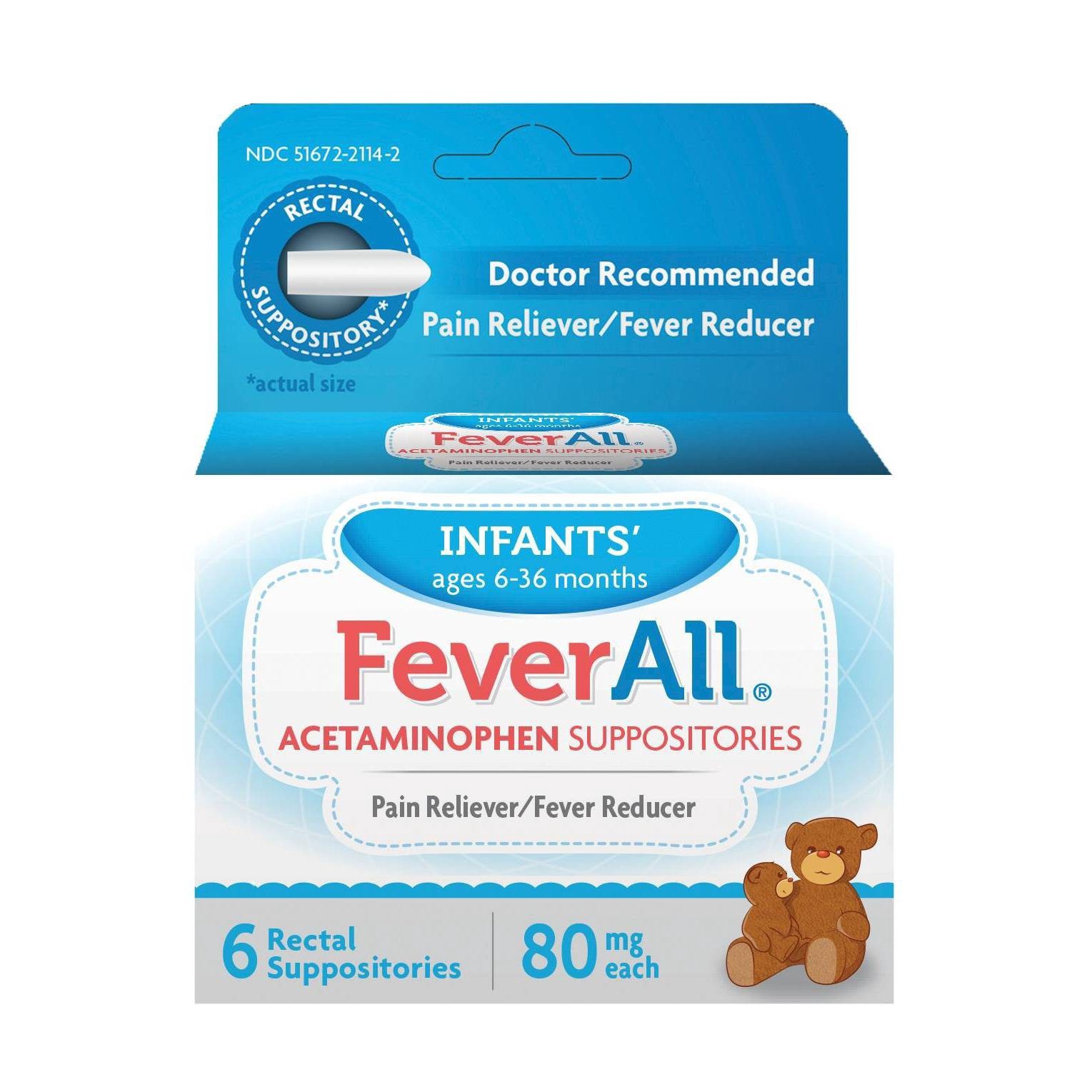 slide 1 of 3, FeverAll Infants Acetaminophen Suppositories 80 mg, 6 ct