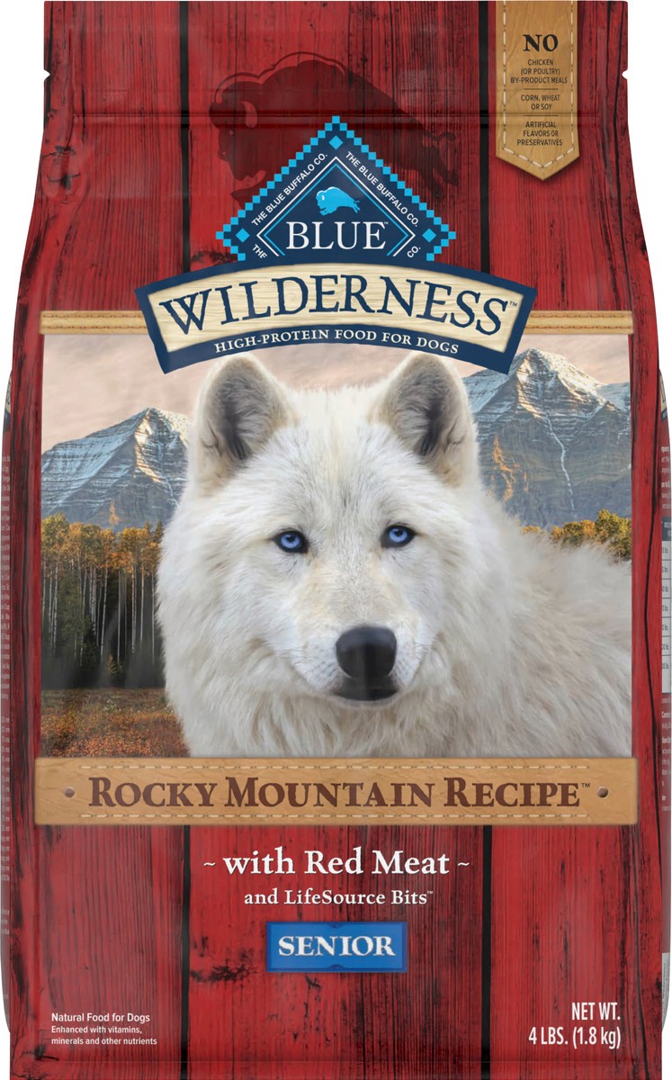 slide 2 of 12, Blue Buffalo Wilderness Rocky Mountain Recipe High Protein, Natural Senior Dry Dog Food, Red Meat 4-lb, 4 lb