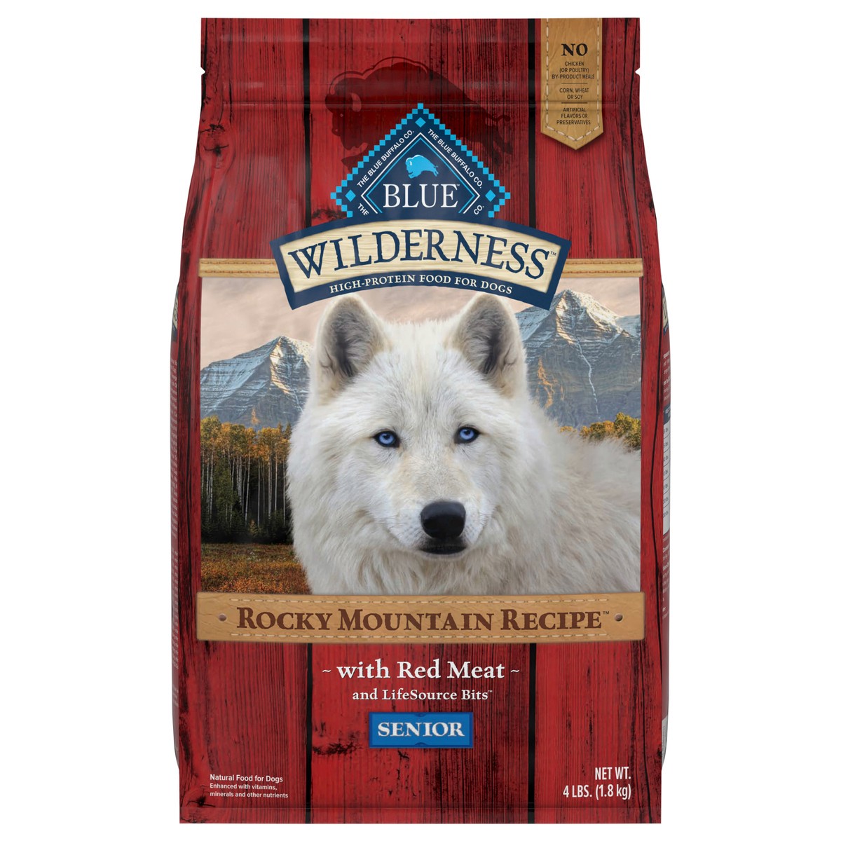 slide 8 of 12, Blue Buffalo Wilderness Rocky Mountain Recipe High Protein, Natural Senior Dry Dog Food, Red Meat 4-lb, 4 lb