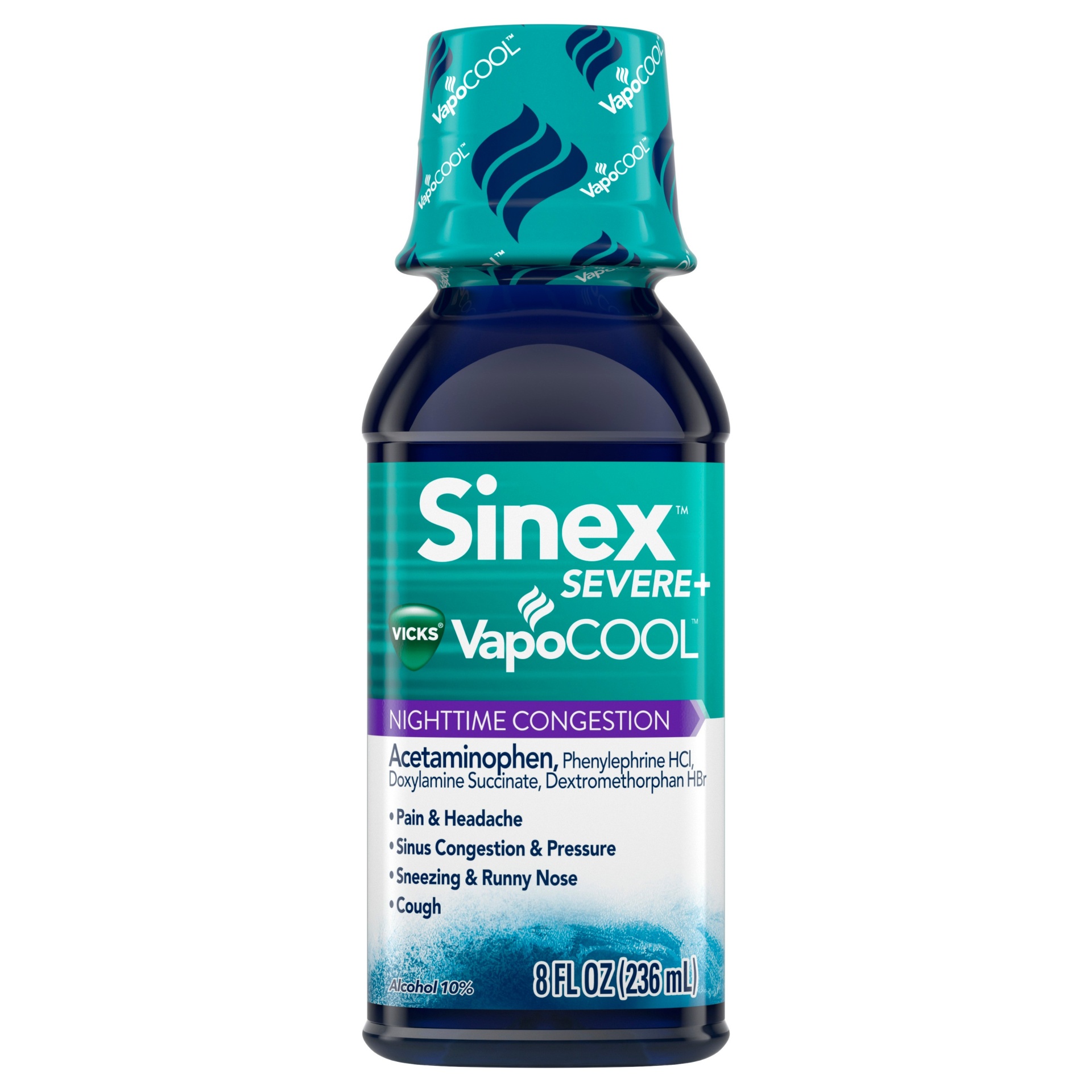 slide 1 of 1, Vicks Sinex Nighttime Congestion Severe + Vapo Cool, 8 oz