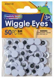 Creativity Street Wiggle Eyes, Black, 10 mm, 50 Pieces